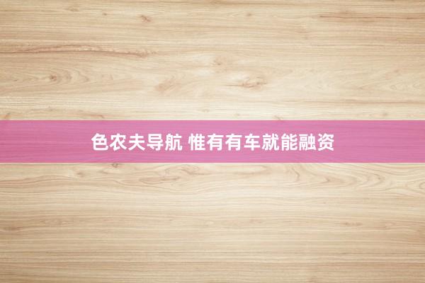 色农夫导航 惟有有车就能融资
