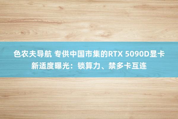 色农夫导航 专供中国市集的RTX 5090D显卡新适度曝光：锁算力、禁多卡互连