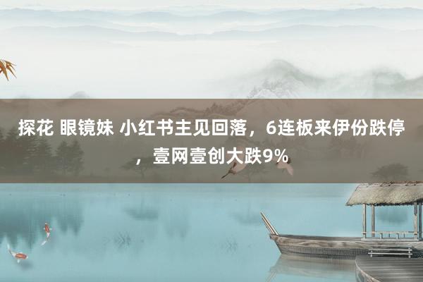 探花 眼镜妹 小红书主见回落，6连板来伊份跌停，壹网壹创大跌9%