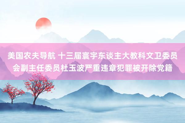 美国农夫导航 十三届寰宇东谈主大教科文卫委员会副主任委员杜玉波严重违章犯罪被开除党籍