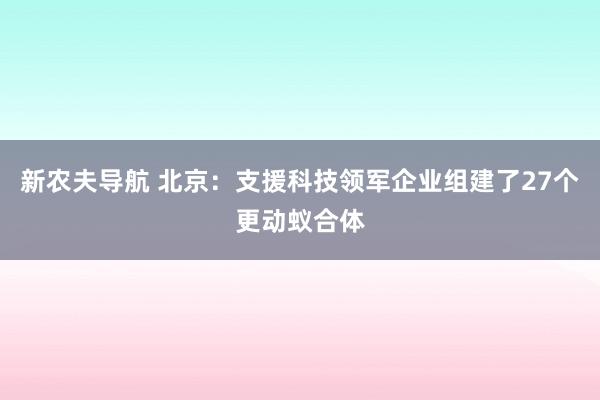 新农夫导航 北京：支援科技领军企业组建了27个更动蚁合体