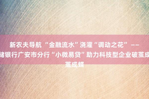 新农夫导航 “金融流水”浇灌“调动之花” ——邮储银行广安市分行“小微易贷”助力科技型企业破茧成蝶