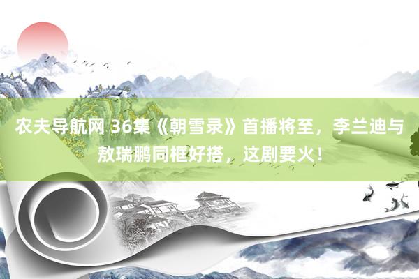 农夫导航网 36集《朝雪录》首播将至，李兰迪与敖瑞鹏同框好搭，这剧要火！