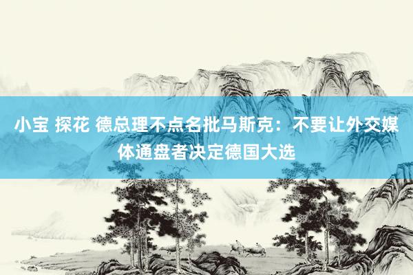 小宝 探花 德总理不点名批马斯克：不要让外交媒体通盘者决定德国大选