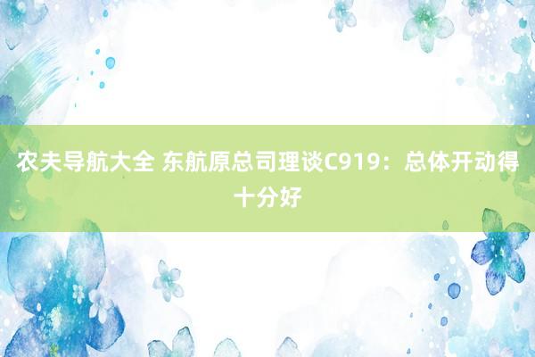 农夫导航大全 东航原总司理谈C919：总体开动得十分好