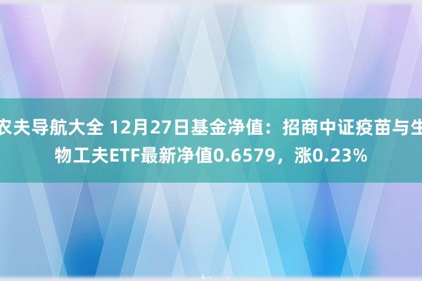 农夫导航大全 12月27日基金净值：招商中证疫苗与生物工夫ETF最新净值0.6579，涨0.23%