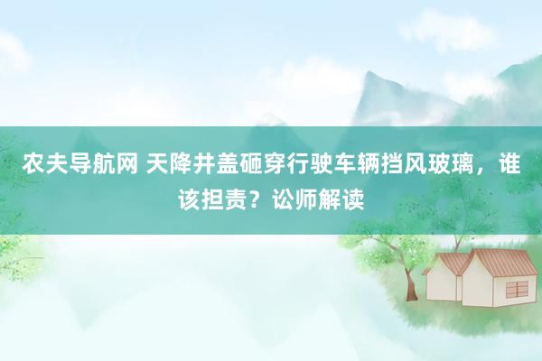 农夫导航网 天降井盖砸穿行驶车辆挡风玻璃，谁该担责？讼师解读