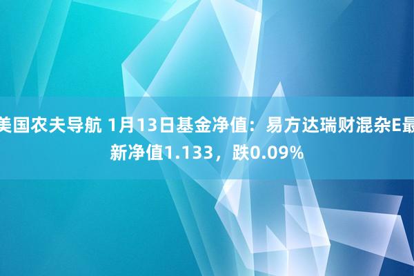 美国农夫导航 1月13日基金净值：易方达瑞财混杂E最新净值1.133，跌0.09%