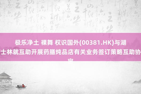 极乐净土 裸舞 权识国外(00381.HK)与湖南士林就互助开展药膳炖品店有关业务签订策略互助协定