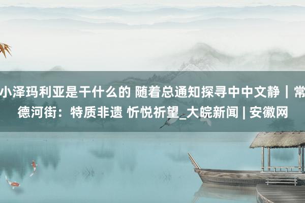 小泽玛利亚是干什么的 随着总通知探寻中中文静｜常德河街：特质非遗 忻悦祈望_大皖新闻 | 安徽网