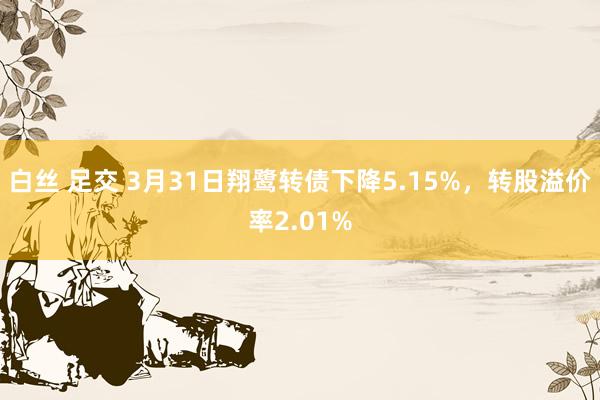 白丝 足交 3月31日翔鹭转债下降5.15%，转股溢价率2.01%