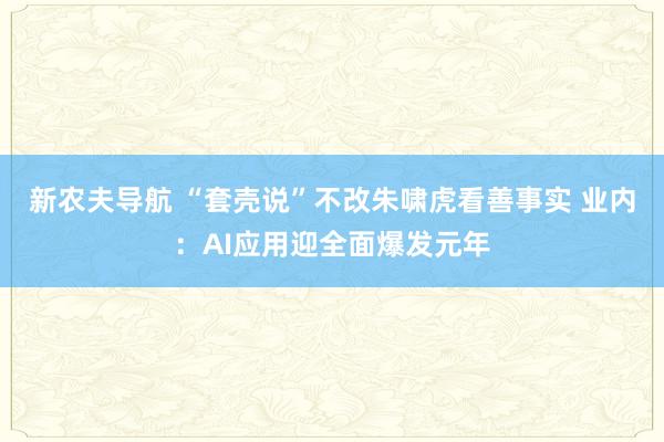 新农夫导航 “套壳说”不改朱啸虎看善事实 业内：AI应用迎全面爆发元年