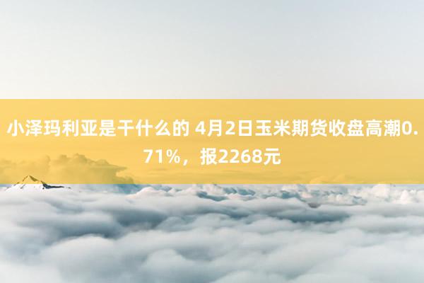 小泽玛利亚是干什么的 4月2日玉米期货收盘高潮0.71%，报2268元