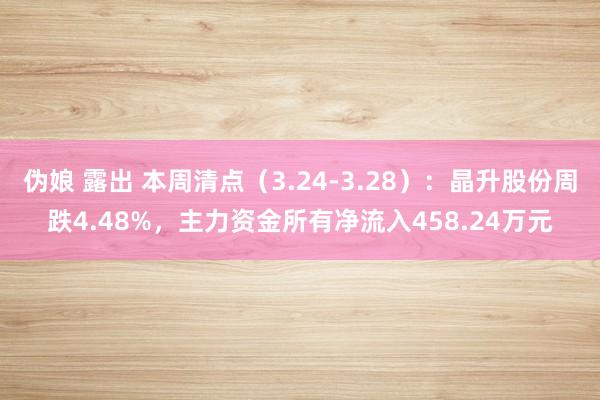伪娘 露出 本周清点（3.24-3.28）：晶升股份周跌4.48%，主力资金所有净流入458.24万元