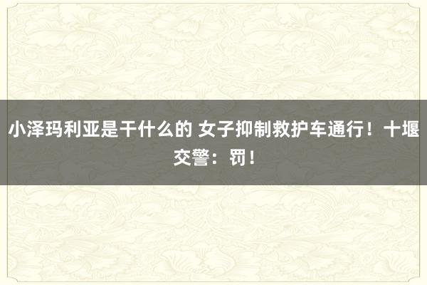小泽玛利亚是干什么的 女子抑制救护车通行！十堰交警：罚！