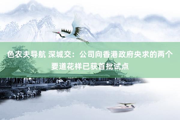 色农夫导航 深城交：公司向香港政府央求的两个要道花样已获首批试点