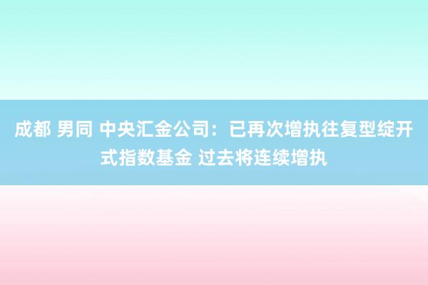 成都 男同 中央汇金公司：已再次增执往复型绽开式指数基金 过去将连续增执