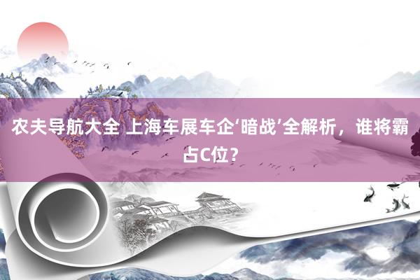 农夫导航大全 上海车展车企‘暗战’全解析，谁将霸占C位？
