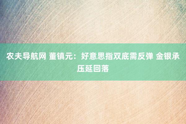 农夫导航网 董镇元：好意思指双底需反弹 金银承压延回落