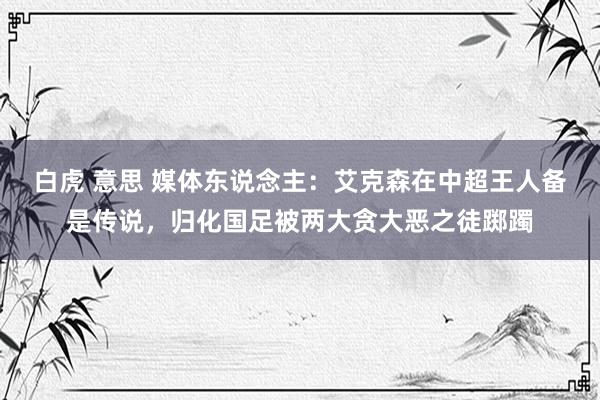 白虎 意思 媒体东说念主：艾克森在中超王人备是传说，归化国足被两大贪大恶之徒踯躅
