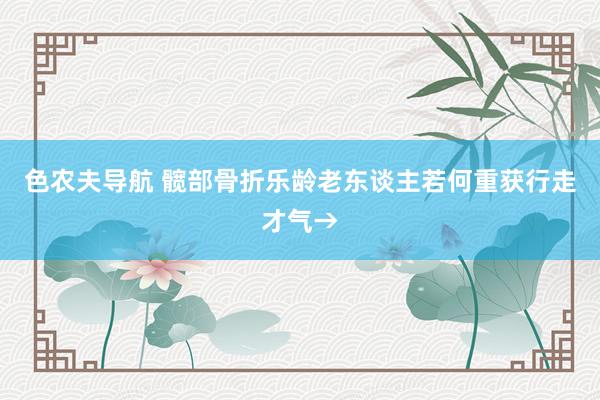 色农夫导航 髋部骨折乐龄老东谈主若何重获行走才气→