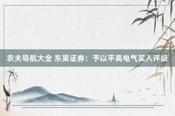 农夫导航大全 东吴证券：予以平高电气买入评级