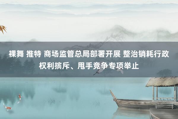 裸舞 推特 商场监管总局部署开展 整治销耗行政权利摈斥、甩手竞争专项举止