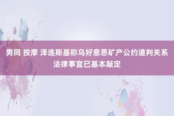 男同 按摩 泽连斯基称乌好意思矿产公约道判关系法律事宜已基本敲定