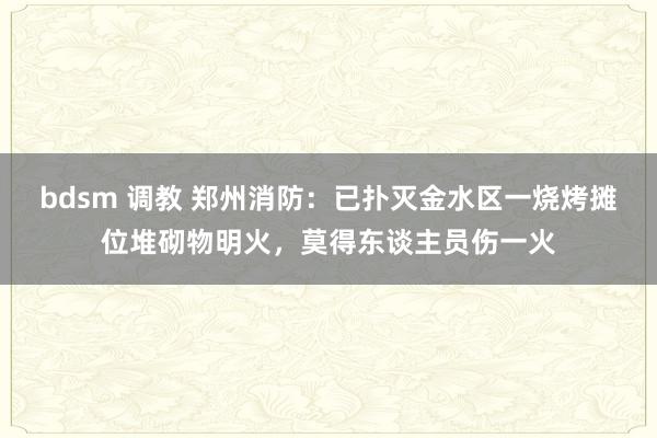 bdsm 调教 郑州消防：已扑灭金水区一烧烤摊位堆砌物明火，莫得东谈主员伤一火