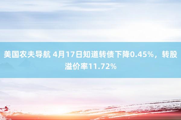 美国农夫导航 4月17日知道转债下降0.45%，转股溢价率11.72%