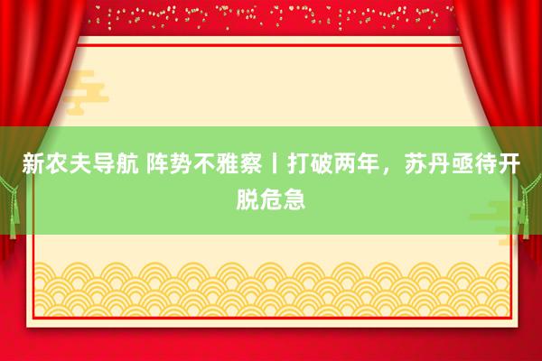 新农夫导航 阵势不雅察丨打破两年，苏丹亟待开脱危急