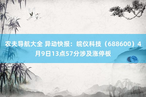 农夫导航大全 异动快报：皖仪科技（688600）4月9日13点57分涉及涨停板