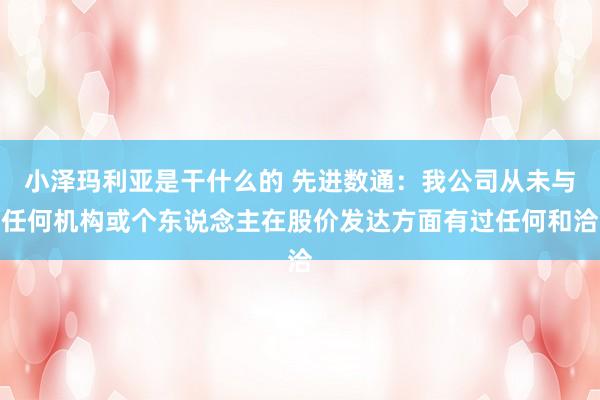 小泽玛利亚是干什么的 先进数通：我公司从未与任何机构或个东说念主在股价发达方面有过任何和洽
