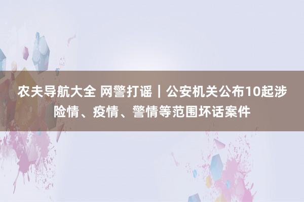 农夫导航大全 网警打谣｜公安机关公布10起涉险情、疫情、警情等范围坏话案件