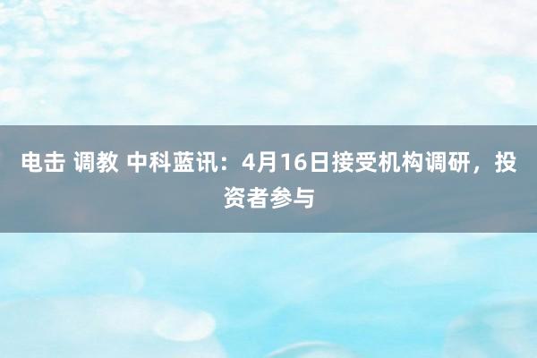 电击 调教 中科蓝讯：4月16日接受机构调研，投资者参与