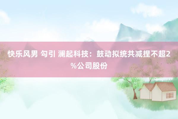 快乐风男 勾引 澜起科技：鼓动拟统共减捏不超2%公司股份