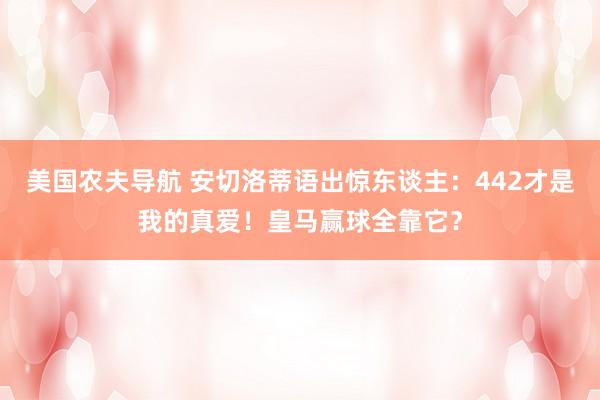 美国农夫导航 安切洛蒂语出惊东谈主：442才是我的真爱！皇马赢球全靠它？
