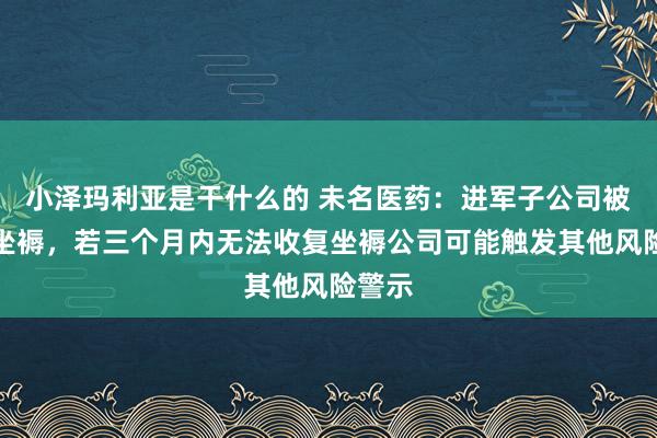小泽玛利亚是干什么的 未名医药：进军子公司被暂停坐褥，若三个月内无法收复坐褥公司可能触发其他风险警示