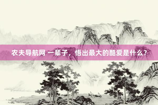 农夫导航网 一辈子，悟出最大的酷爱是什么？